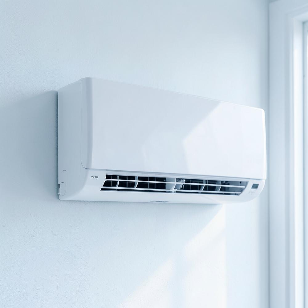 Aparelho split limpo instalado na parede